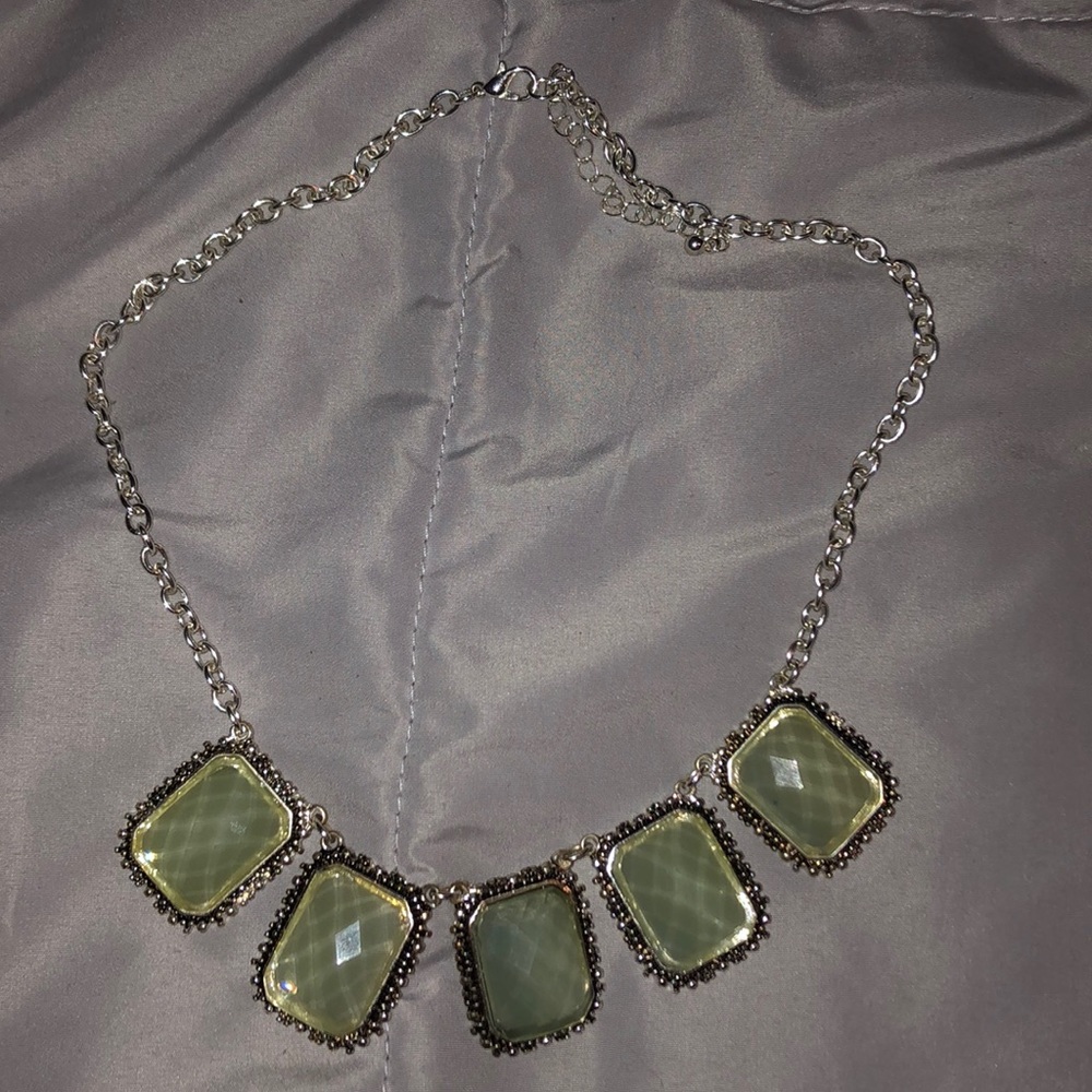 Silver and blue studded necklace